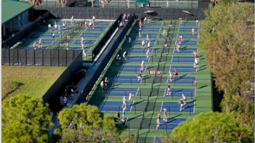 Players on the pickleball courts at Pelican Bay, Naples